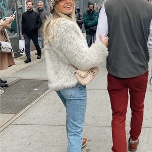 dylan Cream Faux Fur Teddy Jacket